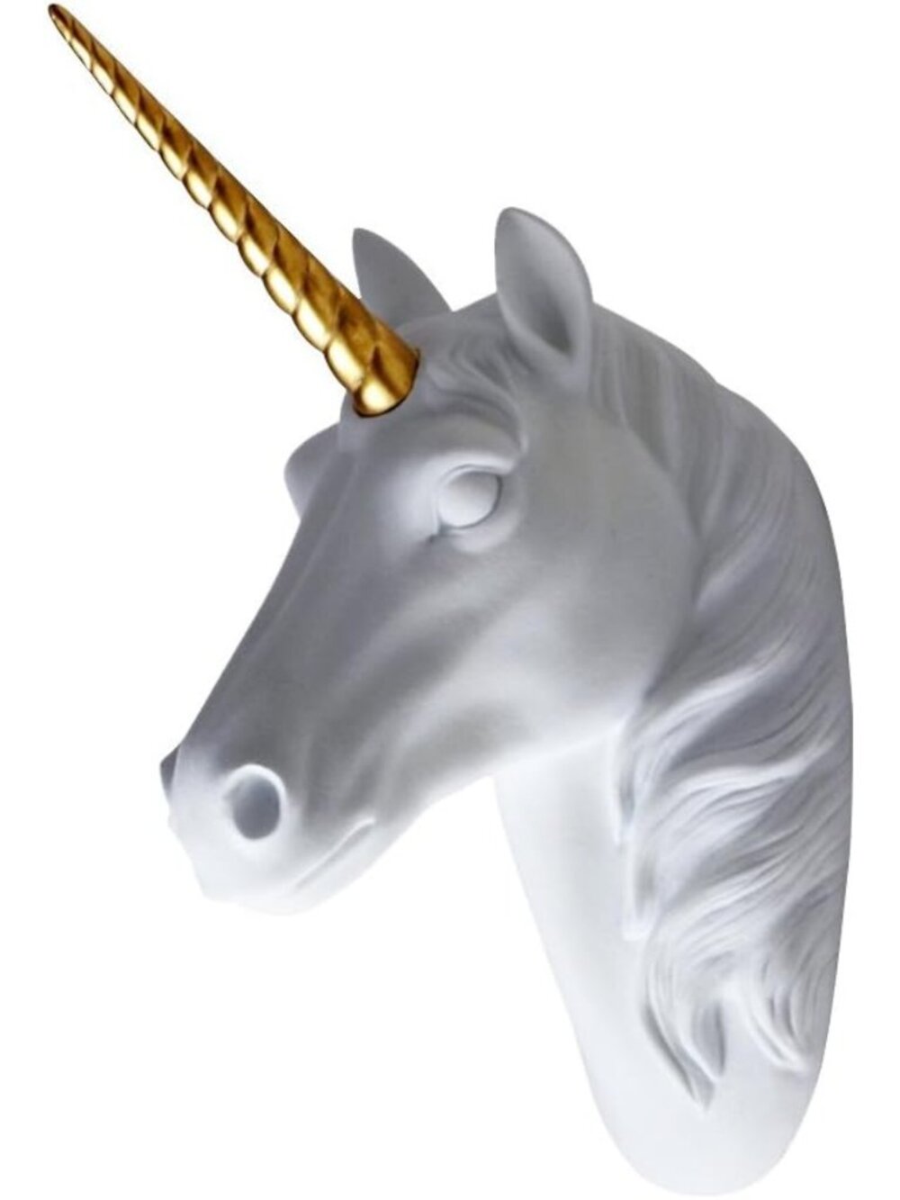 Faux Fur Unicorn Head Wall Decor - Velvety Resin Art with Gold Horn, 13